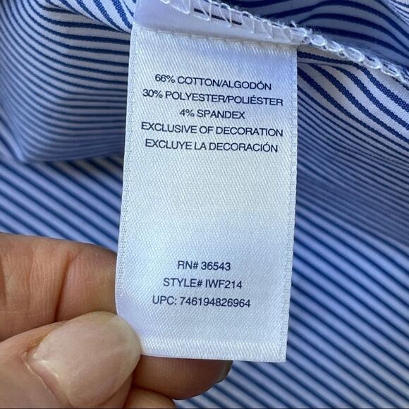 Izod Sleeveless Cotton Blouse accented with Eyelet Ruffle down the Front - Large - Picture 5 of 8